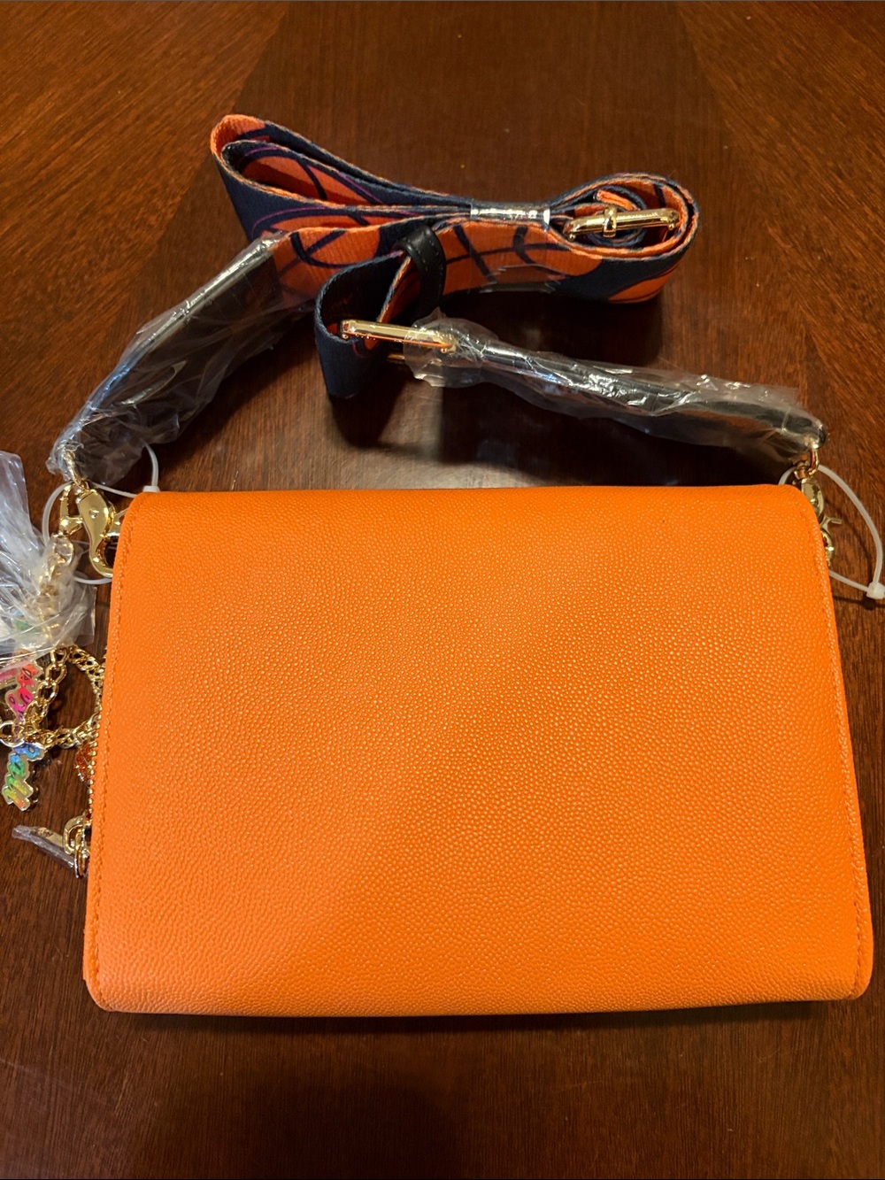 Betsey Johnson Orange Basketball Print Crossbody Bag with Gold Accents - Picture 6 of 6